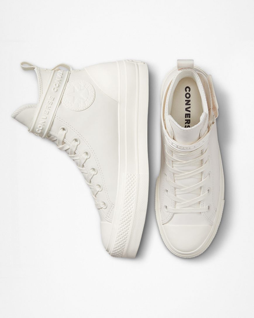 Sapatos Plataforma Converse Chuck Taylor All Star Lift Couro Hike Cano Alto Feminino Branco | PT I057019